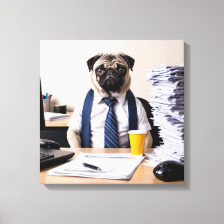 Overwhelmed Office Pug Leinwanddruck