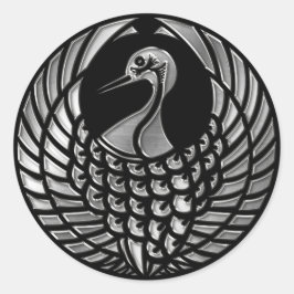 Owari Mori Clan Kamon Silver Chrome Runder Aufkleber