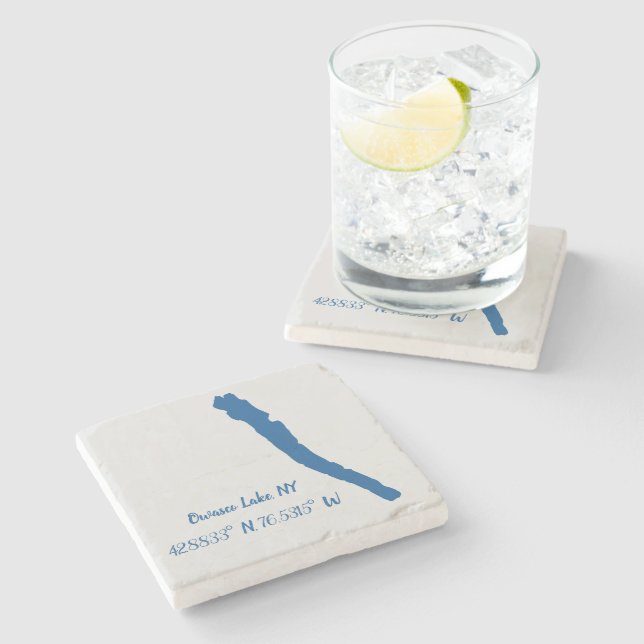 Owasco Lake, NY Marble Untersetzer (Seitenansicht)