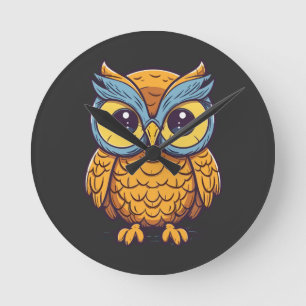 Owells Freude: grafisches Design im Kawaii-Stil Runde Wanduhr