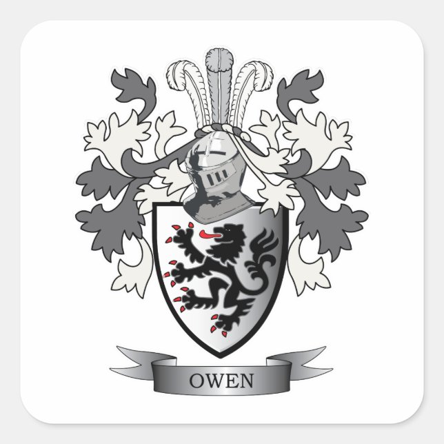 Owen-Familienwappen-Wappen Quadratischer Aufkleber (Vorderseite)