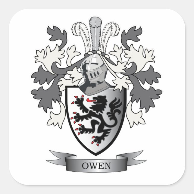 Owen-Familienwappen-Wappen Quadratischer Aufkleber (Vorderseite)