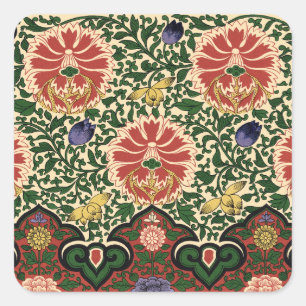 Owen Jones Chinoiserie Roter Lotus Blumendesign Quadratischer Aufkleber