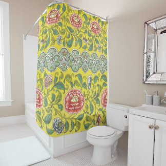 Owen Jones Peony Yellow Background Duschvorhang