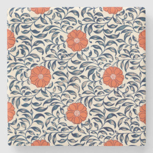 Owen Jones Red Orange Black Floral Vintag Boho Steinuntersetzer