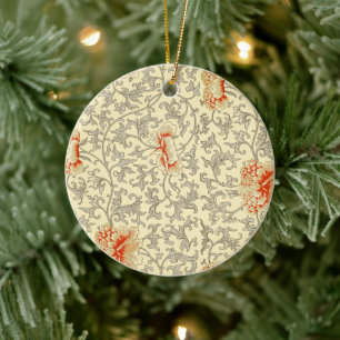 Owen Jones Vintage-Muster: Korallenblüten in Grau Keramik Ornament