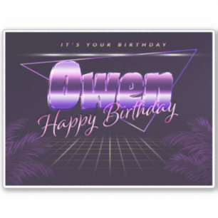 Owen Name Vorname lila retro Sticker Geburtstag