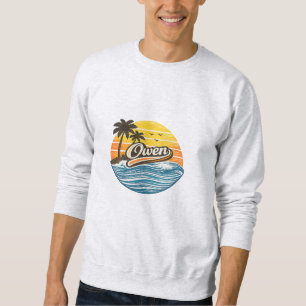 Owen Retro-Sonnenuntergangs-Name-Design Sweatshirt