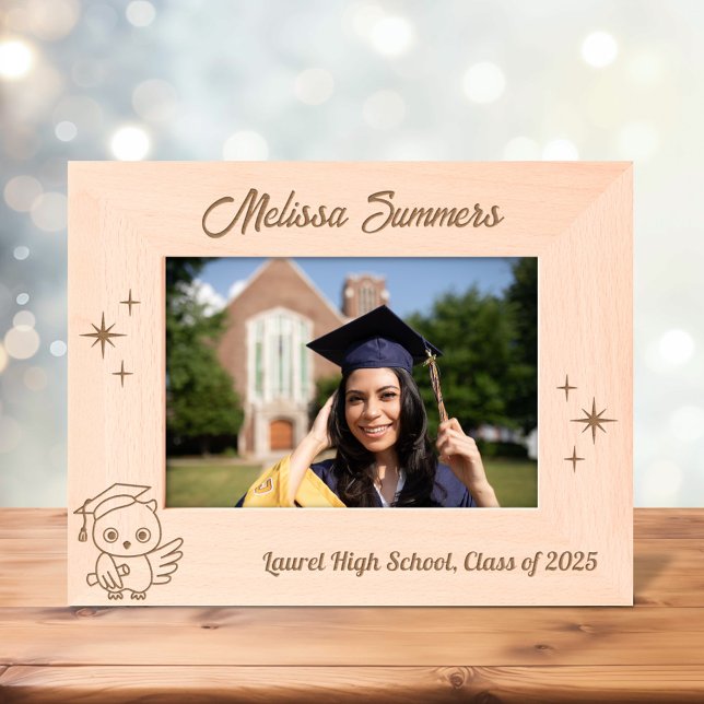 Owl Abschluss Hut-Rollen 7x5 Geätzte Rahmen (Von Creator hochgeladen)