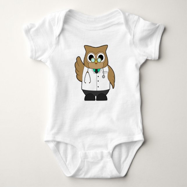 Owl als Doktor mit Stetoscope Baby Strampler (Vorderseite)