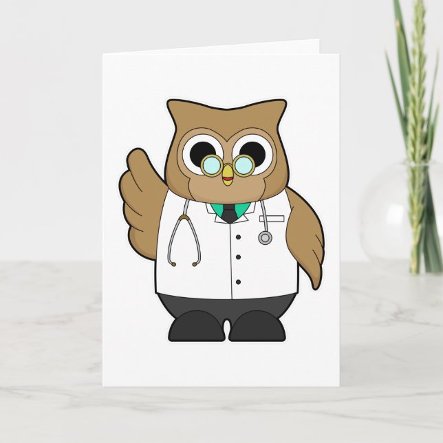 Owl als Doktor mit Stetoscope Karte (Vorderseite)
