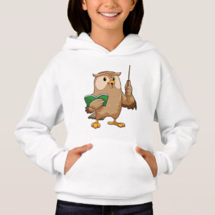 Owl als Lehrer mit Buch & Pointer Hoodie