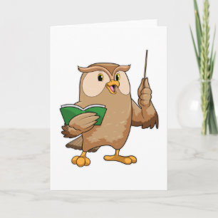 Owl als Lehrer mit Buch & Pointer Karte
