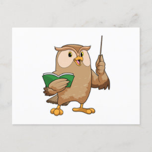 Owl als Lehrer mit Buch & Pointer Postkarte