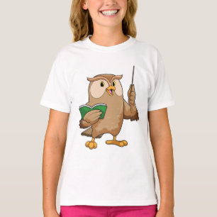 Owl als Lehrer mit Buch & Pointer T-Shirt