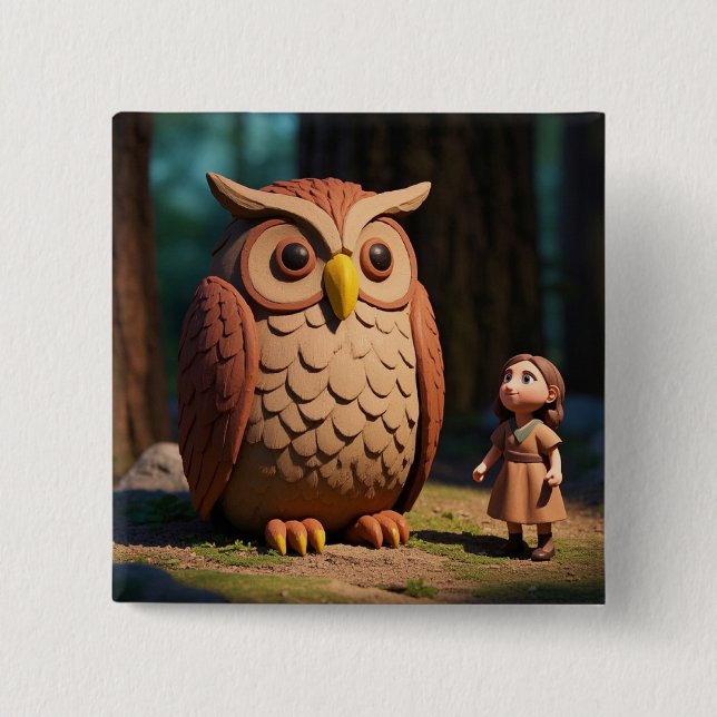 Owl and cute kid button (Vorderseite)