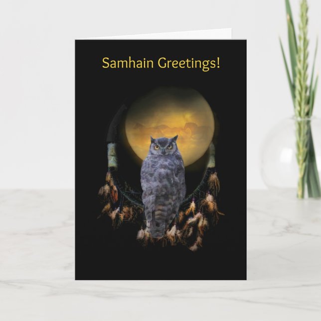 Owl and Dream Catcher Samhain Karte (Vorderseite)