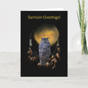Owl and Dream Catcher Samhain Karte