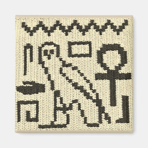 Owl Ankh Natural Hieroglyphs Crochet Print on Magnet