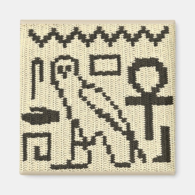 Owl Ankh Natural Hieroglyphs Crochet Print on Magnet (Vorne)