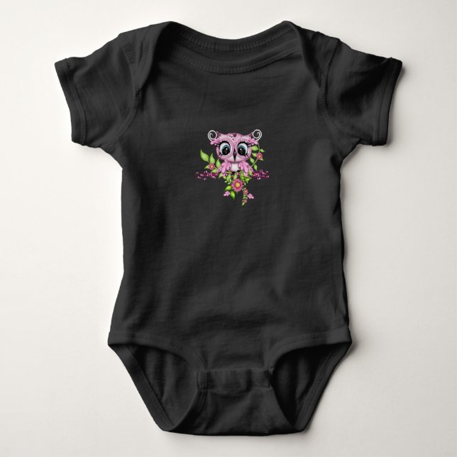 Owl Art Design Baby Bodysuit Strampler (Vorderseite)