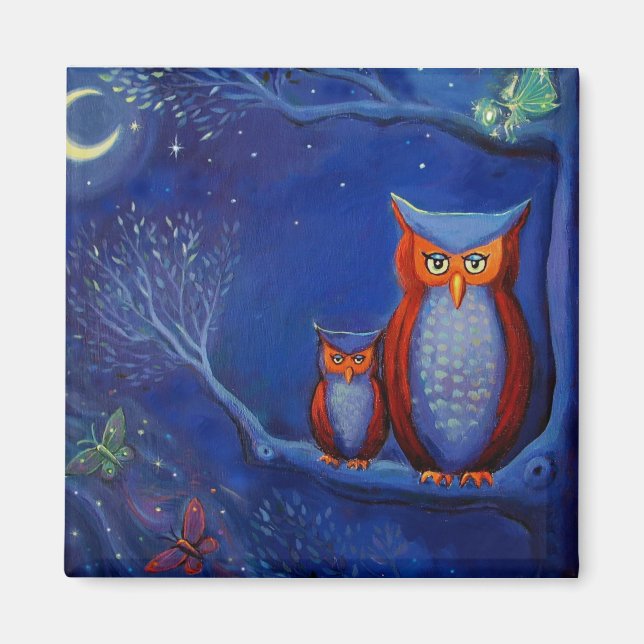 Owl Art Magnet "The Forest at Night" (Vorne)