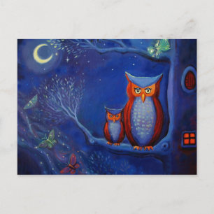 Owl Art Postcard - "The Forest At Night" Postkarte
