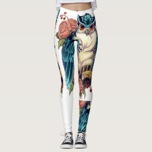 Owl Art Tattoo Design Ladys Leggings