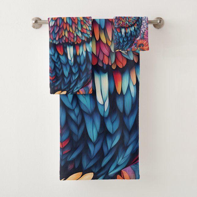 Owl Art Zeichnend Badhandtuch Set (Insitu)