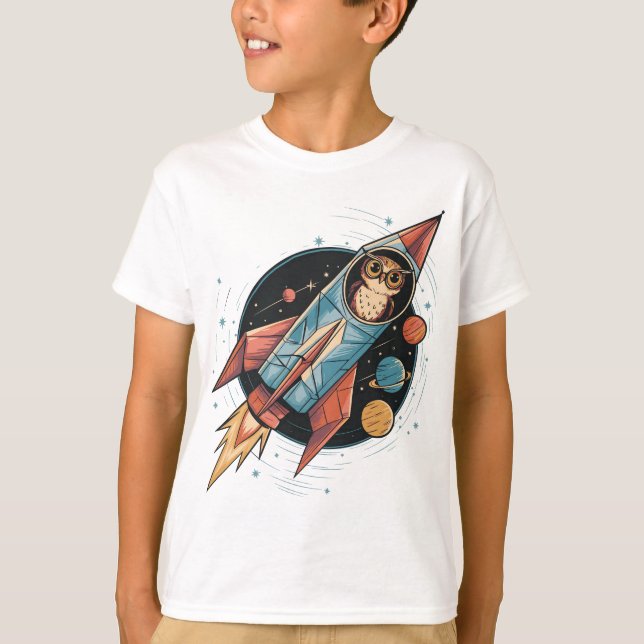 Owl Astronaut Whimsical Space Adventure T-Shirt (Vorderseite)