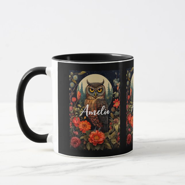 Owl at Night with a Full Moon Tasse (Links)