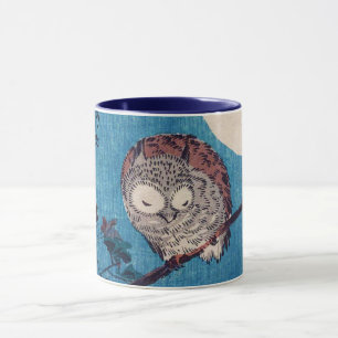 Owl auf Ahornzweig unter Vollmond, Hiroshige Tasse