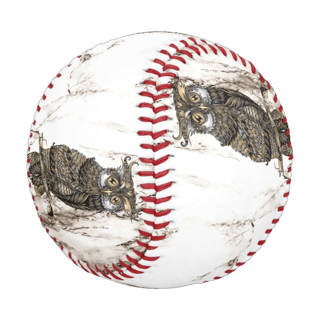 Owl auf braunem Marmor Baseball (Schrägansicht)
