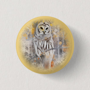 Owl auf dem Zweigwaldwald Button
