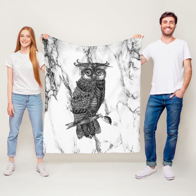 Owl auf Marmor Fleecedecke (Beispiel)