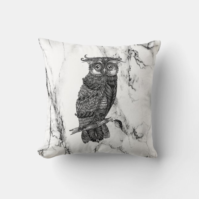 Owl auf Marmor Kissen (Vorderseite)