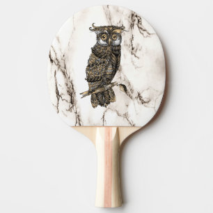 Owl auf Marmor Tischtennis Schläger