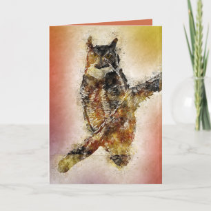 Owl auf Zweig Abstrakte Kunst Geburtstag Karte