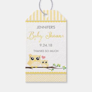 Owl Baby Dusche Gefallen Tag Yellow Zickzack Hang  Geschenkanhänger