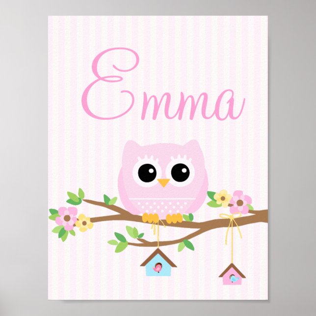 Owl Baby Girl personalisiertes Poster (Vorne)