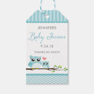 Owl Baby Showmarke Blue Zickzack Hang Tag Geschenkanhänger