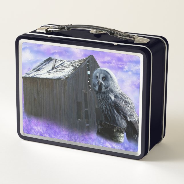 Owl Barn Shed Metall Brotdose (Rückseite)