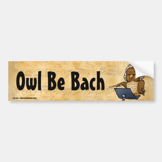 Owl Be Bach Funny Owl Cartoon Autoaufkleber (Vorne)