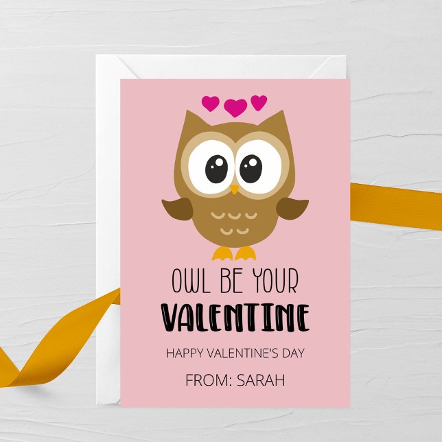Owl Be Your Valentine Kids Valentine’s Day Card Mitteilungskarte (Von Creator hochgeladen)