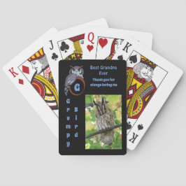 Owl Best Opa je Cartoon Foto Name Spielkarten