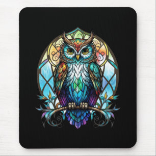 Owl Bird Animal Portrait Gestaltetes Glas Wildlife Mousepad