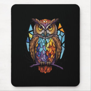 Owl Bird Animal Portrait Gestaltetes Glas Wildlife Mousepad