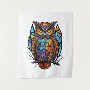 Owl Bird Animal Portrait Gestaltetes Glas Wildlife Wandteppich