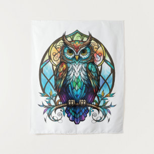 Owl Bird Animal Portrait Gestaltetes Glas Wildlife Wandteppich