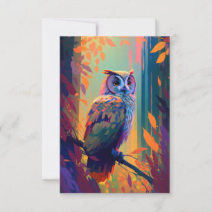 Owl Bird Animal Portrait Painting Wildlife Außenbe Dankeskarte